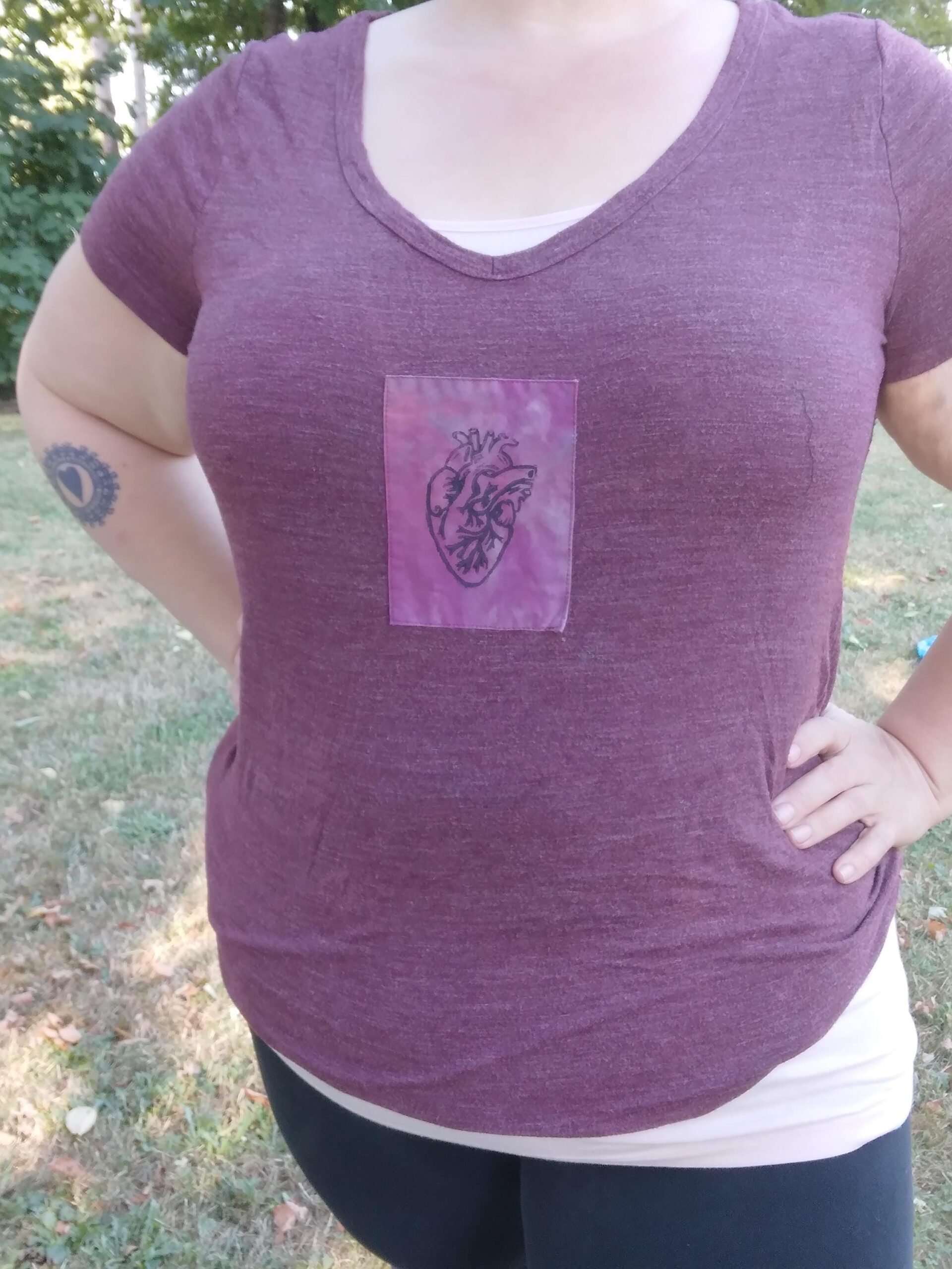 Block Printed Anatomical Heart Patch, 6 inch Cotton Linen Sew On Applique, sew on patches, fabric patch, anatomical patch, valentine patch - Image 3