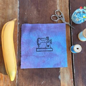 Block Printed Vintage Sewing Machine Patch, 6 inch Cotton Linen Sew On Applique, sew on patches, cotton patch, fabric patch